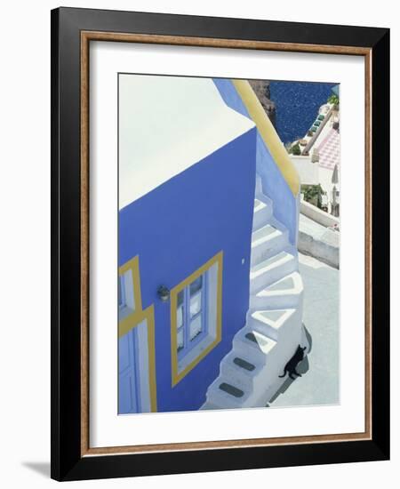 Detail of Brightly Painted House, Oia, Santorini, Cyclades, Greek Islands, Greece, Europe-Lee Frost-Framed Photographic Print