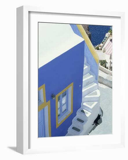 Detail of Brightly Painted House, Oia, Santorini, Cyclades, Greek Islands, Greece, Europe-Lee Frost-Framed Photographic Print