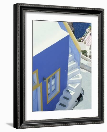 Detail of Brightly Painted House, Oia, Santorini, Cyclades, Greek Islands, Greece, Europe-Lee Frost-Framed Photographic Print