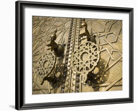 Detail of Bronze Door, Royal Palace, Fez El-Jedid, Fez, Morocco, North Africa, Africa-Martin Child-Framed Photographic Print