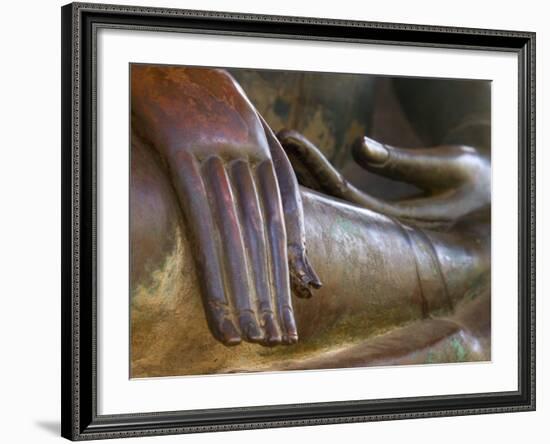 Detail of Buddha Statue, Wat Sa Si, Vientiane, Laos-Michele Falzone-Framed Photographic Print