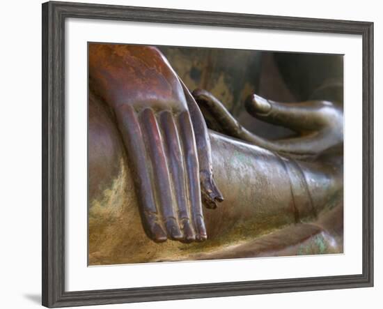 Detail of Buddha Statue, Wat Sa Si, Vientiane, Laos-Michele Falzone-Framed Photographic Print