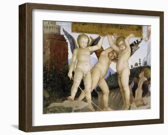 Detail of Camera Degli Sposi: Putti Holding Tablet-Andrea Mantegna-Framed Giclee Print