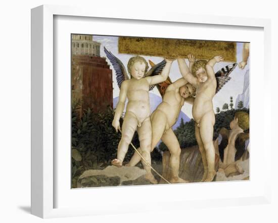 Detail of Camera Degli Sposi: Putti Holding Tablet-Andrea Mantegna-Framed Giclee Print