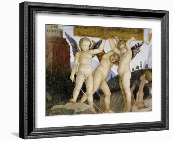 Detail of Camera Degli Sposi: Putti Holding Tablet-Andrea Mantegna-Framed Giclee Print