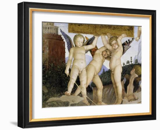 Detail of Camera Degli Sposi: Putti Holding Tablet-Andrea Mantegna-Framed Giclee Print