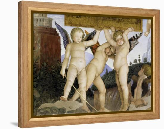 Detail of Camera Degli Sposi: Putti Holding Tablet-Andrea Mantegna-Framed Premier Image Canvas