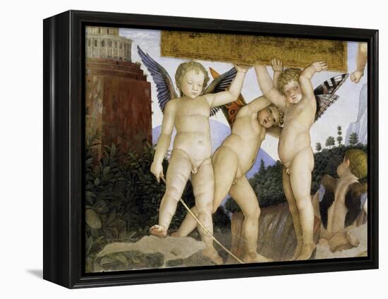 Detail of Camera Degli Sposi: Putti Holding Tablet-Andrea Mantegna-Framed Premier Image Canvas