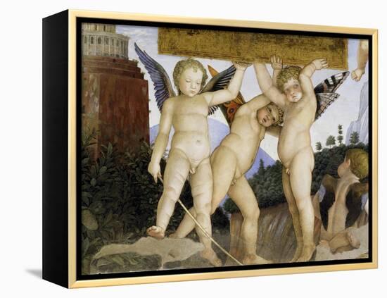 Detail of Camera Degli Sposi: Putti Holding Tablet-Andrea Mantegna-Framed Premier Image Canvas