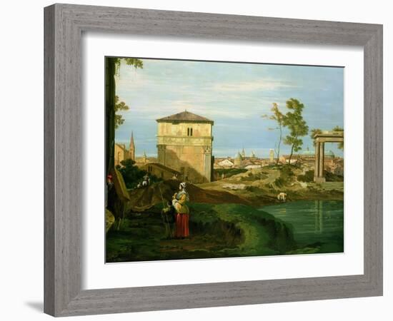 Detail of "Capriccio with Motifs from Padua", circa 1756-Canaletto-Framed Giclee Print