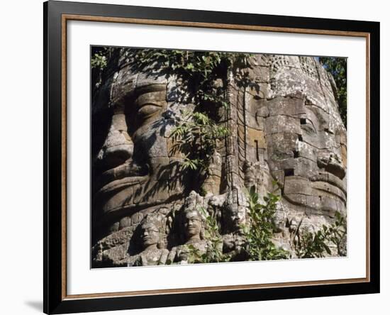 Detail of Carved Faces at Baray Temple, Angkor Wat, Cambodia-Mark Hannaford-Framed Photographic Print