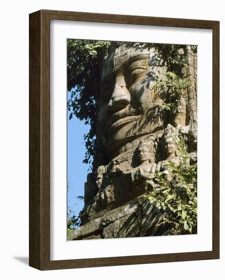 Detail of Carved Faces at Baray Temple, Angkor Wat, Cambodia-Mark Hannaford-Framed Photographic Print