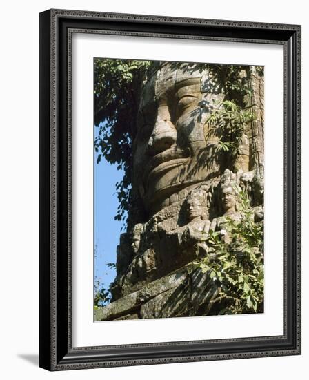 Detail of Carved Faces at Baray Temple, Angkor Wat, Cambodia-Mark Hannaford-Framed Photographic Print