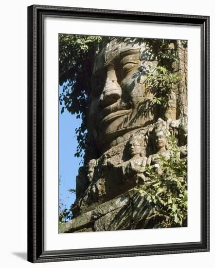 Detail of Carved Faces at Baray Temple, Angkor Wat, Cambodia-Mark Hannaford-Framed Photographic Print