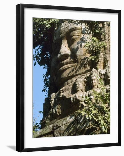 Detail of Carved Faces at Baray Temple, Angkor Wat, Cambodia-Mark Hannaford-Framed Photographic Print