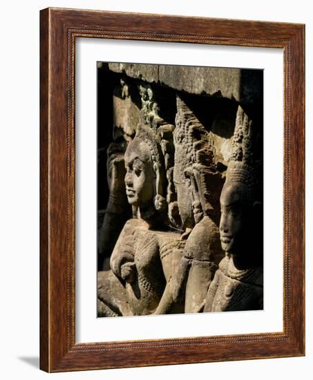 Detail of Carving, Angkor Wat Archaeological Park, Siem Reap, Cambodia, Indochina, Southeast Asia-Julio Etchart-Framed Photographic Print