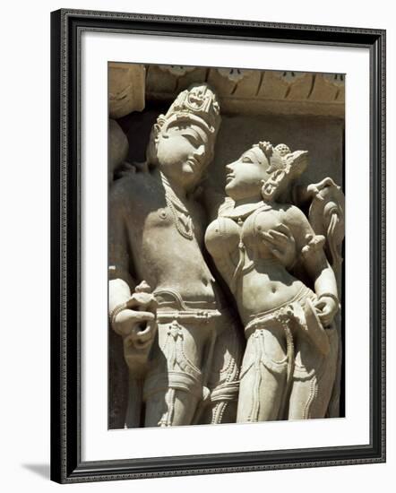 Detail of Carving of a Couple on the Parsvanatha Temple, Khajuraho, India-Adam Woolfitt-Framed Photographic Print