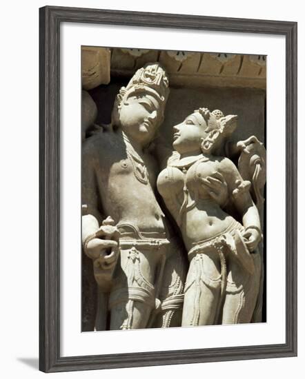 Detail of Carving of a Couple on the Parsvanatha Temple, Khajuraho, India-Adam Woolfitt-Framed Photographic Print