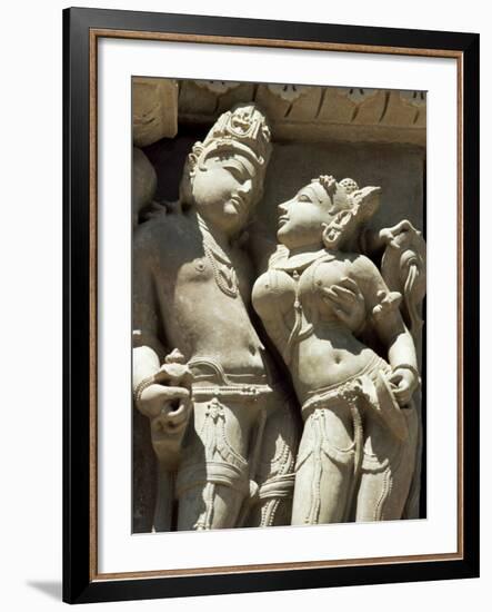 Detail of Carving of a Couple on the Parsvanatha Temple, Khajuraho, India-Adam Woolfitt-Framed Photographic Print