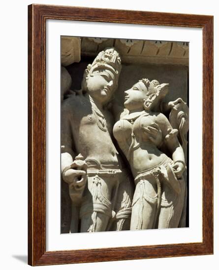 Detail of Carving of a Couple on the Parsvanatha Temple, Khajuraho, India-Adam Woolfitt-Framed Photographic Print