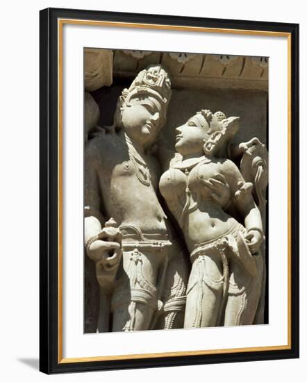 Detail of Carving of a Couple on the Parsvanatha Temple, Khajuraho, India-Adam Woolfitt-Framed Photographic Print