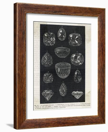 Detail of Celebrated Diamonds Including Grand Mogul and the Kohi-Noor-null-Framed Photographic Print