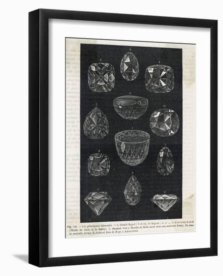 Detail of Celebrated Diamonds Including Grand Mogul and the Kohi-Noor-null-Framed Photographic Print