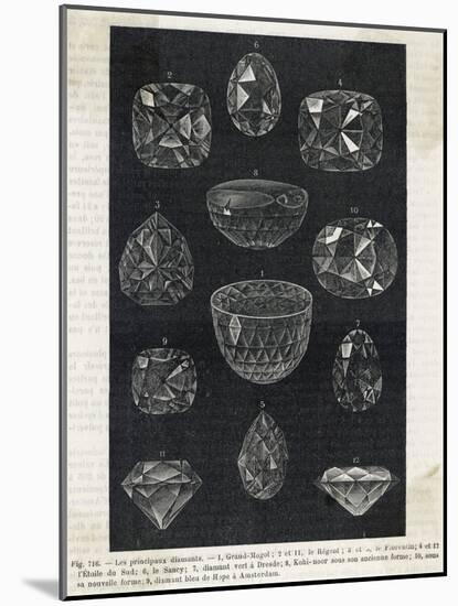 Detail of Celebrated Diamonds Including Grand Mogul and the Kohi-Noor-null-Mounted Photographic Print