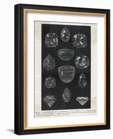 Detail of Celebrated Diamonds Including Grand Mogul and the Kohi-Noor-null-Framed Photographic Print