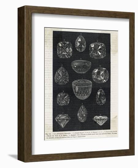 Detail of Celebrated Diamonds Including Grand Mogul and the Kohi-Noor-null-Framed Photographic Print