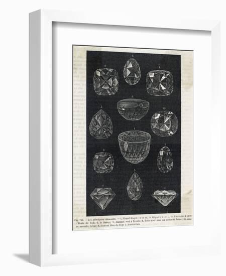 Detail of Celebrated Diamonds Including Grand Mogul and the Kohi-Noor-null-Framed Photographic Print