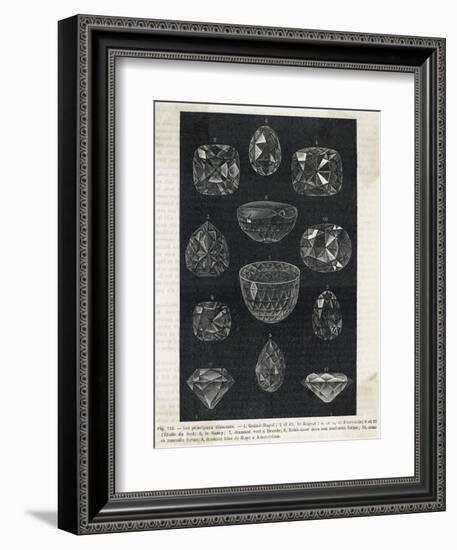 Detail of Celebrated Diamonds Including Grand Mogul and the Kohi-Noor-null-Framed Photographic Print