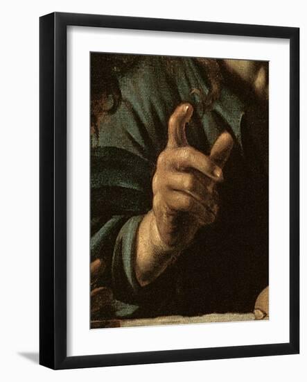 Detail of Christ's Hand from Supper at Emmaus, 1606 (Oil on Canvas)-Michelangelo Merisi da Caravaggio-Framed Giclee Print