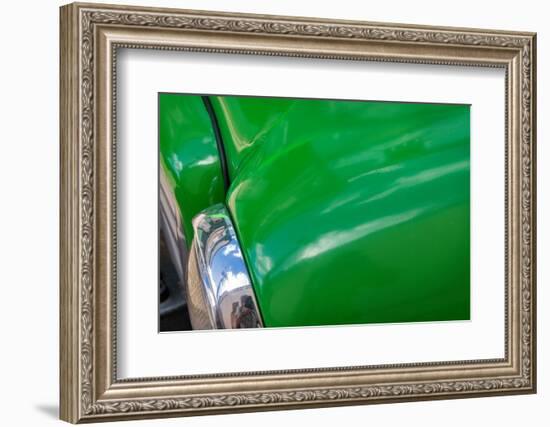 Detail of classic green American GMC truck in Trinidad, Cuba-Janis Miglavs-Framed Photographic Print