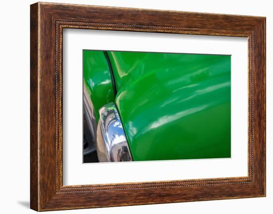 Detail of classic green American GMC truck in Trinidad, Cuba-Janis Miglavs-Framed Photographic Print