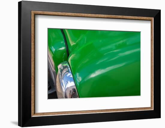 Detail of classic green American GMC truck in Trinidad, Cuba-Janis Miglavs-Framed Photographic Print