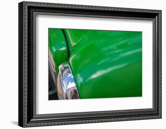 Detail of classic green American GMC truck in Trinidad, Cuba-Janis Miglavs-Framed Photographic Print