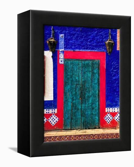 Detail of Colorful Wooden Door and Step, Cabo San Lucas, Mexico-Nancy & Steve Ross-Framed Premier Image Canvas