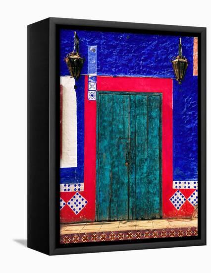 Detail of Colorful Wooden Door and Step, Cabo San Lucas, Mexico-Nancy & Steve Ross-Framed Premier Image Canvas