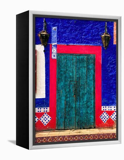 Detail of Colorful Wooden Door and Step, Cabo San Lucas, Mexico-Nancy & Steve Ross-Framed Premier Image Canvas