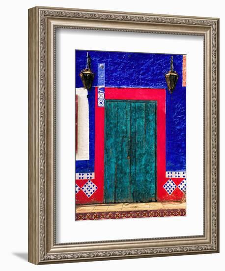 Detail of Colorful Wooden Door and Step, Cabo San Lucas, Mexico-Nancy & Steve Ross-Framed Photographic Print