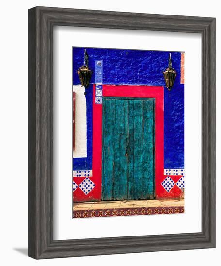 Detail of Colorful Wooden Door and Step, Cabo San Lucas, Mexico-Nancy & Steve Ross-Framed Photographic Print