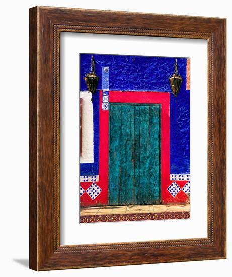 Detail of Colorful Wooden Door and Step, Cabo San Lucas, Mexico-Nancy & Steve Ross-Framed Photographic Print