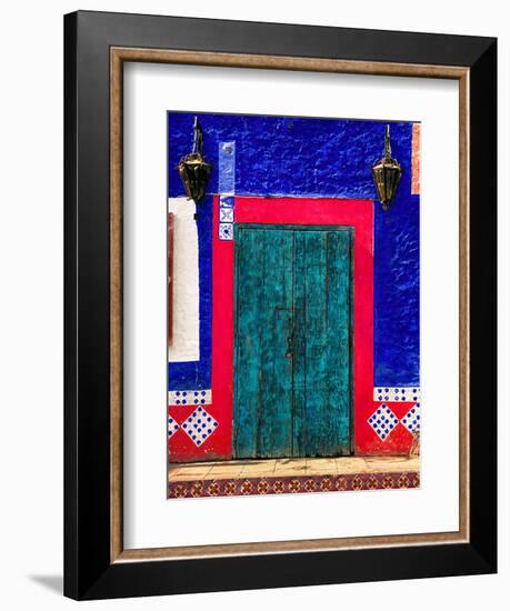 Detail of Colorful Wooden Door and Step, Cabo San Lucas, Mexico-Nancy & Steve Ross-Framed Photographic Print