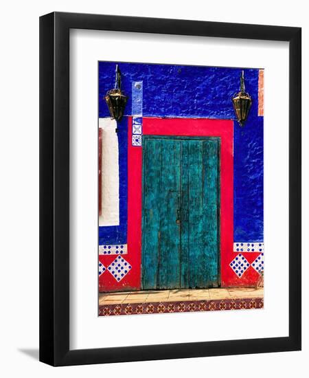 Detail of Colorful Wooden Door and Step, Cabo San Lucas, Mexico-Nancy & Steve Ross-Framed Photographic Print