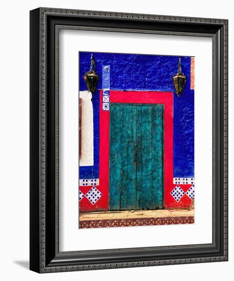 Detail of Colorful Wooden Door and Step, Cabo San Lucas, Mexico-Nancy & Steve Ross-Framed Photographic Print