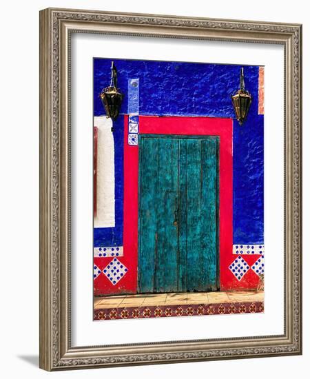 Detail of Colorful Wooden Door and Step, Cabo San Lucas, Mexico-Nancy & Steve Ross-Framed Photographic Print