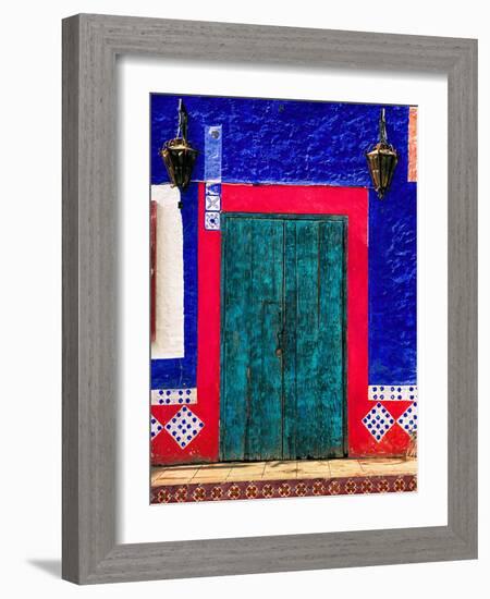 Detail of Colorful Wooden Door and Step, Cabo San Lucas, Mexico-Nancy & Steve Ross-Framed Photographic Print