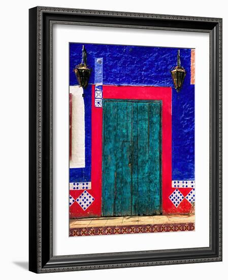 Detail of Colorful Wooden Door and Step, Cabo San Lucas, Mexico-Nancy & Steve Ross-Framed Photographic Print