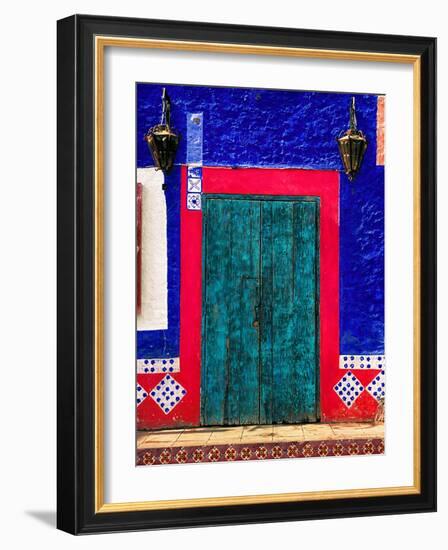 Detail of Colorful Wooden Door and Step, Cabo San Lucas, Mexico-Nancy & Steve Ross-Framed Photographic Print